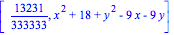 [13231/333333, x^2+18+y^2-9*x-9*y]